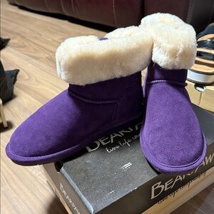 BearPaw Purple Boots with Cream Lining